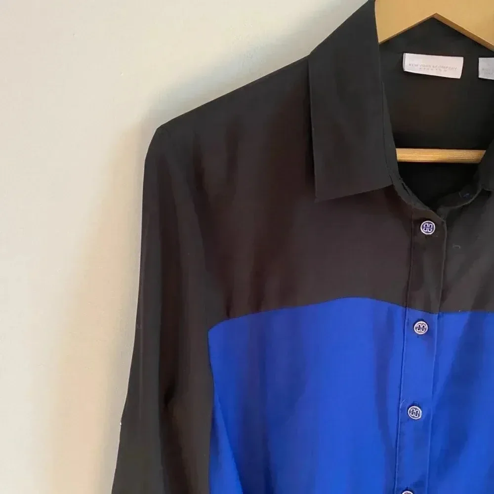 Black and Blue Button Down Shirt Dress - Picture 5 of 13